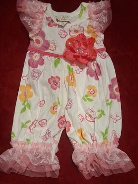 Floral Pink Ruffle Baby One-Piece Bodysuit